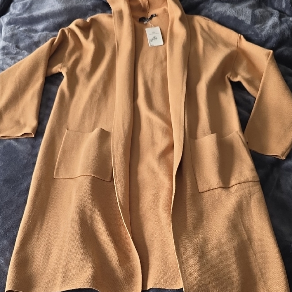 Elegant Tan Open Front Cardigan